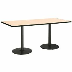 Discount 🔔 KFI Furniture KFI Mode 42" X 84" Conference Table Natural Round Black Base Standard Height 🛒