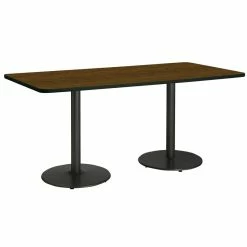 Promo 🤩 KFI Furniture KFI Mode 42" X 84" Conference Table Walnut Round Black Base Standard Height 🥰