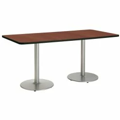 Cheap 🤩 KFI Furniture KFI Mode 42" X 84" Conference Table Mahogany Round Silver Base Standard Height 🎁