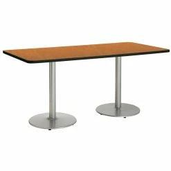 New 💯 KFI Furniture KFI Mode 42" X 84" Conference Table Oak Round Silver Base Standard Height 😀
