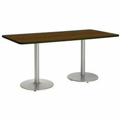 Wholesale 🔔 KFI Furniture KFI Mode 42" X 84" Conference Table Walnut Round Silver Base Standard Height 😀 -Guest Chairs Sales 2281569 1 L