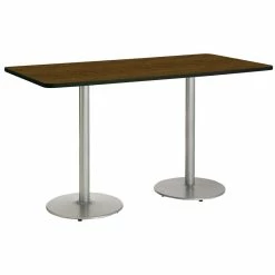 Outlet ❤️ KFI Furniture KFI Mode 42" X 84" Conference Table Walnut Round Silver Base Bistro Height ⌛