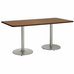 New ✔️ KFI Furniture KFI Mode 42"x 96" Conference Table With Cherry Round Silver Base Bistro Height 🎁 -Guest Chairs Sales 2281605 1 L