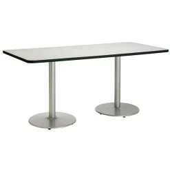 Deals ⭐ KFI Furniture KFI Mode 42" X 96" Conference Table With Linen Round Silver Base Bistro Height 🛒