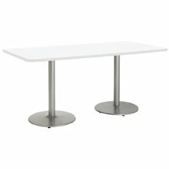 Budget 🥰 KFI Furniture KFI Mode 42" X 96" Conference Table White Round Silver Base Standard Height ✔️