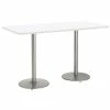 Outlet 💯 KFI Furniture KFI Mode 42" X 96" Conference Table White Round Silver Base Bistro Height 🎉