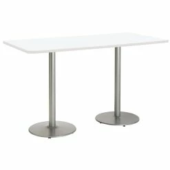 Outlet 💯 KFI Furniture KFI Mode 42" X 96" Conference Table White Round Silver Base Bistro Height 🎉