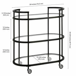 Promo 💯 Henn&Hart 30" Blackened Bronze Metal/Glass Bar Cart 👍 -Guest Chairs Sales 2291643 2 L