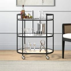 Promo 💯 Henn&Hart 30" Blackened Bronze Metal/Glass Bar Cart 👍 -Guest Chairs Sales 2291643 5 L