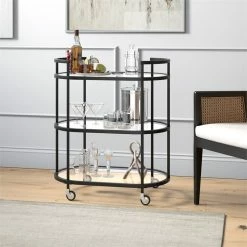 Promo 💯 Henn&Hart 30" Blackened Bronze Metal/Glass Bar Cart 👍 -Guest Chairs Sales 2291643 7 L