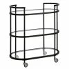 Promo 💯 Henn&Hart 30" Blackened Bronze Metal/Glass Bar Cart 👍