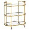 Deals 🔔 Henn&Hart 30" Brass Finish Metal/Glass Bar Cart ✨