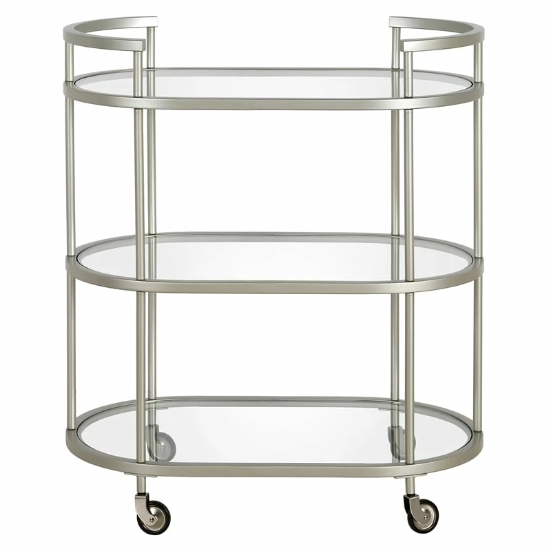 Flash Sale ๐ฅ Henn&Hart 30" Satin Nickel Finish Metal/Glass Bar Cart โค๏ธ 2 Flash Sale ๐ฅ Henn&Hart 30" Satin Nickel Finish Metal/Glass Bar Cart โค๏ธ - Image 2