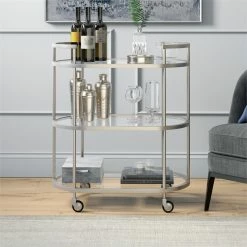 Flash Sale ๐ฅ Henn&Hart 30" Satin Nickel Finish Metal/Glass Bar Cart โค๏ธ 12 Flash Sale ๐ฅ Henn&Hart 30" Satin Nickel Finish Metal/Glass Bar Cart โค๏ธ -Guest Chairs Sales 2291645 4 L