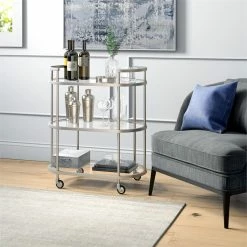 Flash Sale ๐ฅ Henn&Hart 30" Satin Nickel Finish Metal/Glass Bar Cart โค๏ธ 13 Flash Sale ๐ฅ Henn&Hart 30" Satin Nickel Finish Metal/Glass Bar Cart โค๏ธ -Guest Chairs Sales 2291645 5 L