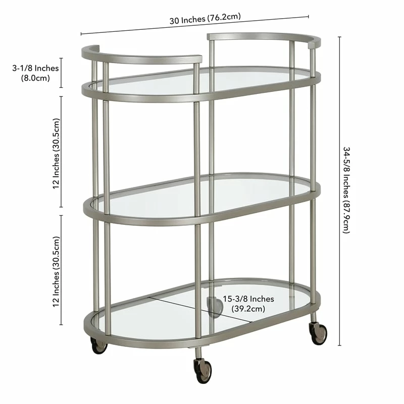 Flash Sale ๐ฅ Henn&Hart 30" Satin Nickel Finish Metal/Glass Bar Cart โค๏ธ 7 Flash Sale ๐ฅ Henn&Hart 30" Satin Nickel Finish Metal/Glass Bar Cart โค๏ธ - Image 7