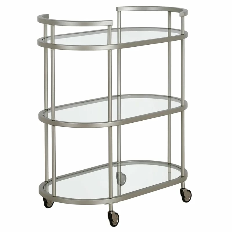 Flash Sale ๐ฅ Henn&Hart 30" Satin Nickel Finish Metal/Glass Bar Cart โค๏ธ 1 Flash Sale ๐ฅ Henn&Hart 30" Satin Nickel Finish Metal/Glass Bar Cart โค๏ธ