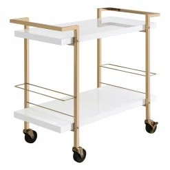 Best Pirce 🌟 OS Home And Office Furniture Alios Serving Cart With White Gold Frame 🔥