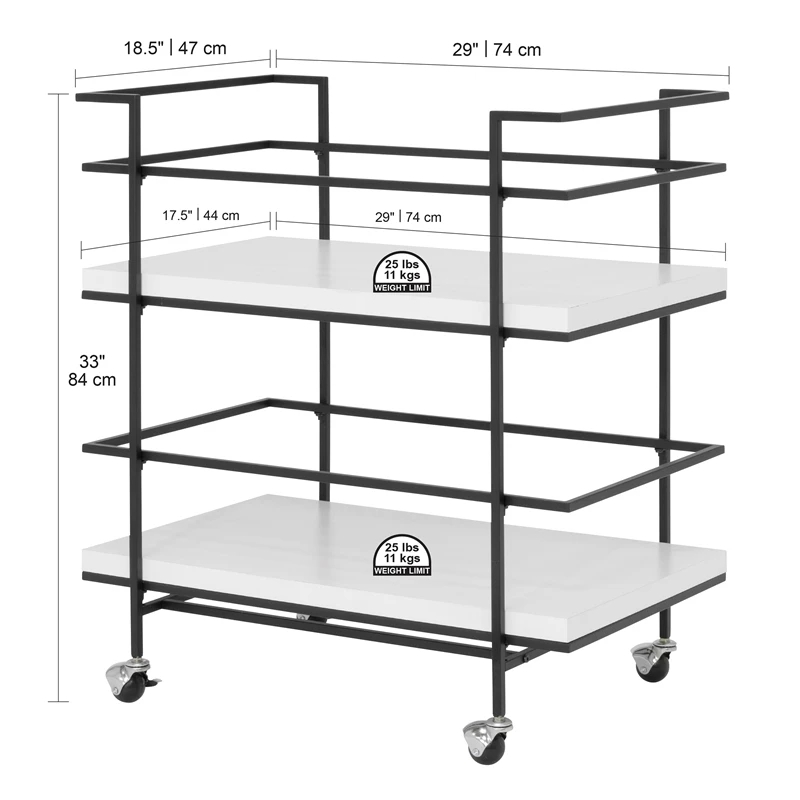 Budget π Studio Designs Home Keystone 2-Tier Metal Bar Cart In Black And White 𧨠4 Budget π Studio Designs Home Keystone 2-Tier Metal Bar Cart In Black And White 𧨠- Image 4