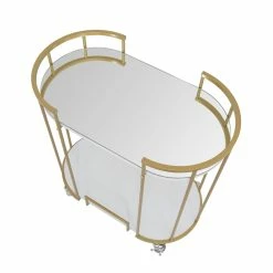 Promo ✔️ Studio Designs Home Pavillion Metal 2-Tier Mobile Bar Cart In Gold 🥰 -Guest Chairs Sales 2295740 1 L