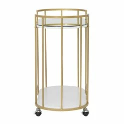 Promo ✔️ Studio Designs Home Pavillion Metal 2-Tier Mobile Bar Cart In Gold 🥰 -Guest Chairs Sales 2295740 4 L