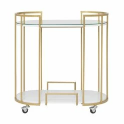 Promo ✔️ Studio Designs Home Pavillion Metal 2-Tier Mobile Bar Cart In Gold 🥰 -Guest Chairs Sales 2295740 7 L