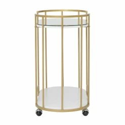 Promo ✔️ Studio Designs Home Pavillion Metal 2-Tier Mobile Bar Cart In Gold 🥰 -Guest Chairs Sales 2295740 8 L