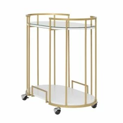 Promo ✔️ Studio Designs Home Pavillion Metal 2-Tier Mobile Bar Cart In Gold 🥰 -Guest Chairs Sales 2295740 9 L