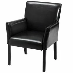 Promo ✨ Costway Polyurethane Guest & Reception Chairs With Wood Leg In Black (Set Of 2) 🥰 -Guest Chairs Sales 2301110 3 L