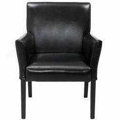 Promo ✨ Costway Polyurethane Guest & Reception Chairs With Wood Leg In Black (Set Of 2) 🥰 -Guest Chairs Sales 2301110 4 L
