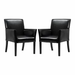 Promo ✨ Costway Polyurethane Guest & Reception Chairs With Wood Leg In Black (Set Of 2) 🥰