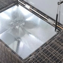 Hot Sale 🌟 Costway Rattan Portable Outdoor Patio Cooler Cart With Shelf In Mix Brown 🌟 -Guest Chairs Sales 2301302 5 L