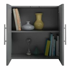 Coupon ⌛ Ameriwood Home Systembuild Camberly 24" Wall Cabinet In Graphite Gray 🌟 -Guest Chairs Sales 2303974 3 L