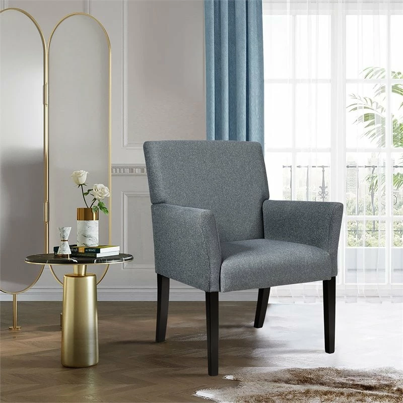 Outlet ๐ Costway Linen Fabric Executive Guest Arm Chair With Rubber Wood Legs In Gray โ 2 Outlet ๐ Costway Linen Fabric Executive Guest Arm Chair With Rubber Wood Legs In Gray โ - Image 2