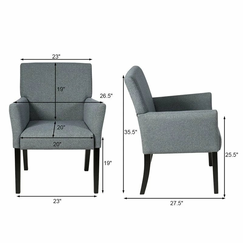 Outlet ๐ Costway Linen Fabric Executive Guest Arm Chair With Rubber Wood Legs In Gray โ 3 Outlet ๐ Costway Linen Fabric Executive Guest Arm Chair With Rubber Wood Legs In Gray โ - Image 3