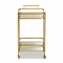Discount π Bowery Hill Gold Finished Metal And Glass 2-Tier Mobile Wine Bar Cart π 10 Discount π Bowery Hill Gold Finished Metal And Glass 2-Tier Mobile Wine Bar Cart π -Guest Chairs Sales 2326701 2 L