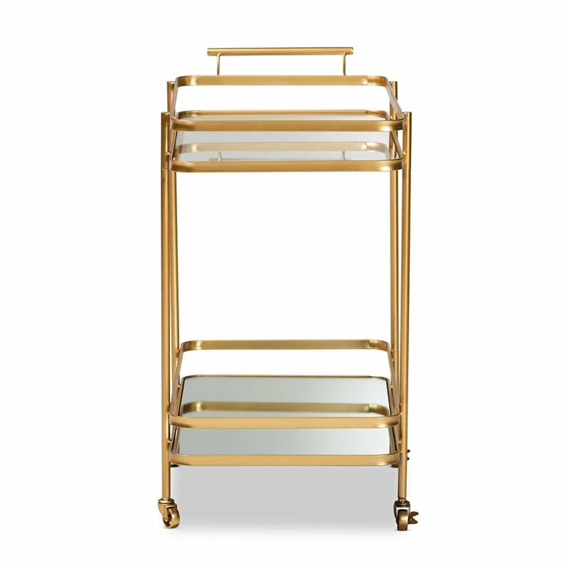 Discount π Bowery Hill Gold Finished Metal And Glass 2-Tier Mobile Wine Bar Cart π 3 Discount π Bowery Hill Gold Finished Metal And Glass 2-Tier Mobile Wine Bar Cart π - Image 3