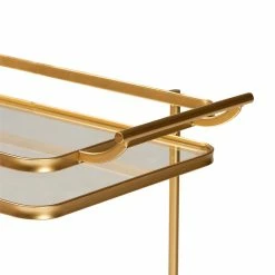 Discount π Bowery Hill Gold Finished Metal And Glass 2-Tier Mobile Wine Bar Cart π 11 Discount π Bowery Hill Gold Finished Metal And Glass 2-Tier Mobile Wine Bar Cart π -Guest Chairs Sales 2326701 3 L