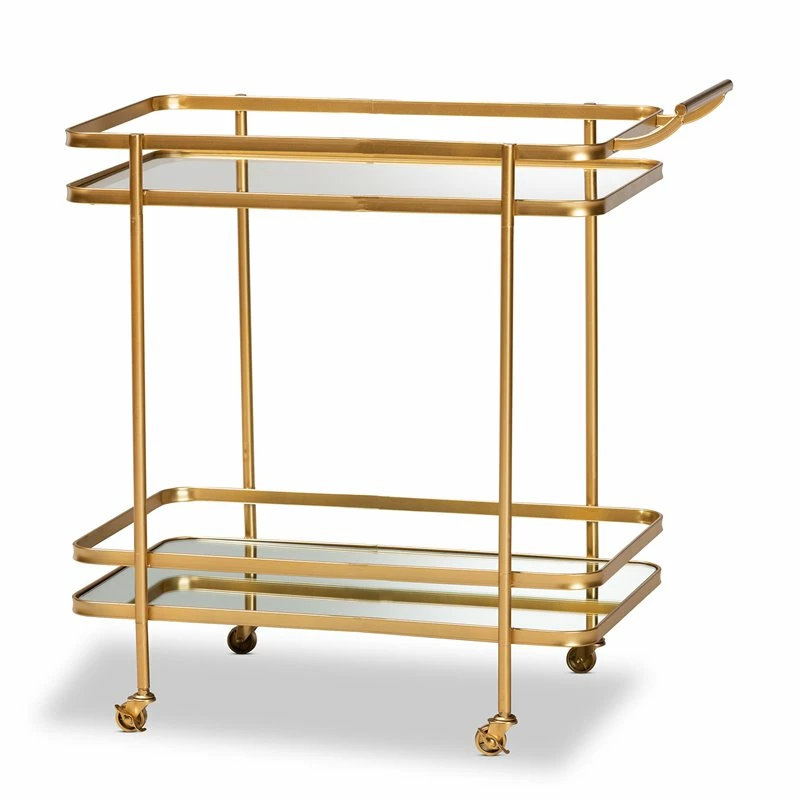 Discount π Bowery Hill Gold Finished Metal And Glass 2-Tier Mobile Wine Bar Cart π 2 Discount π Bowery Hill Gold Finished Metal And Glass 2-Tier Mobile Wine Bar Cart π - Image 2