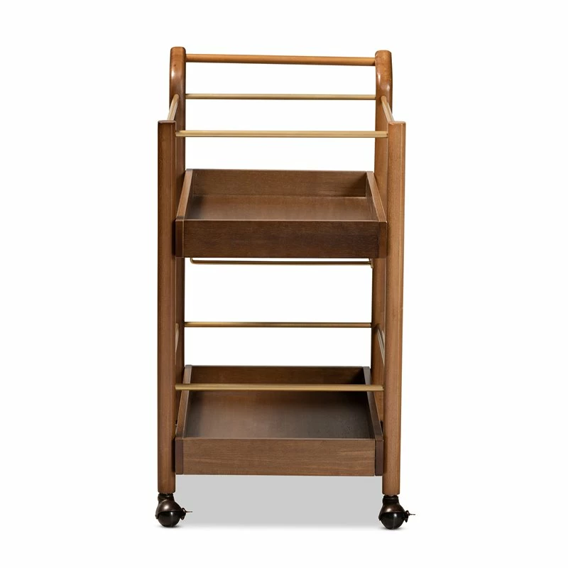Buy π€© Bowery Hill Brown And Gold Finished Metal 2-Tier Mobile Bar Cart π 3 Buy π€© Bowery Hill Brown And Gold Finished Metal 2-Tier Mobile Bar Cart π - Image 3