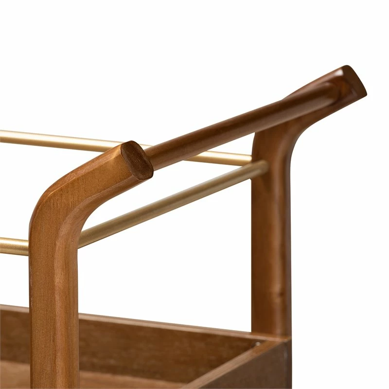 Buy π€© Bowery Hill Brown And Gold Finished Metal 2-Tier Mobile Bar Cart π 5 Buy π€© Bowery Hill Brown And Gold Finished Metal 2-Tier Mobile Bar Cart π - Image 5