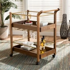 Buy π€© Bowery Hill Brown And Gold Finished Metal 2-Tier Mobile Bar Cart π 15 Buy π€© Bowery Hill Brown And Gold Finished Metal 2-Tier Mobile Bar Cart π -Guest Chairs Sales 2326893 7 L