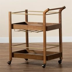 Buy π€© Bowery Hill Brown And Gold Finished Metal 2-Tier Mobile Bar Cart π 16 Buy π€© Bowery Hill Brown And Gold Finished Metal 2-Tier Mobile Bar Cart π -Guest Chairs Sales 2326893 8 L