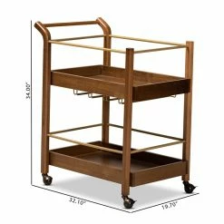 Buy π€© Bowery Hill Brown And Gold Finished Metal 2-Tier Mobile Bar Cart π 17 Buy π€© Bowery Hill Brown And Gold Finished Metal 2-Tier Mobile Bar Cart π -Guest Chairs Sales 2326893 9 L