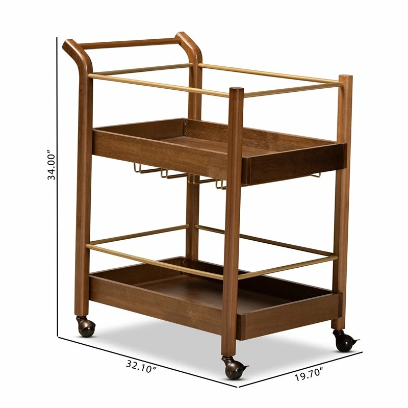 Buy π€© Bowery Hill Brown And Gold Finished Metal 2-Tier Mobile Bar Cart π 9 Buy π€© Bowery Hill Brown And Gold Finished Metal 2-Tier Mobile Bar Cart π - Image 9
