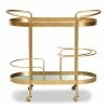 Buy 🌟 Bowery Hill Gold Finished Metal And Glass 2-Tier Mobile Wine Bar Cart 😀