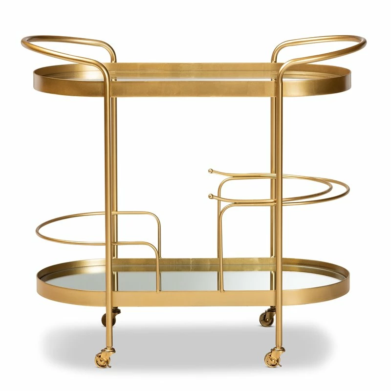 Buy π Bowery Hill Gold Finished Metal And Glass 2-Tier Mobile Wine Bar Cart π 1 Buy π Bowery Hill Gold Finished Metal And Glass 2-Tier Mobile Wine Bar Cart π