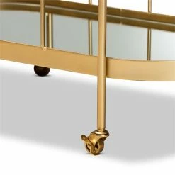 Buy π Bowery Hill Gold Finished Metal And Glass 2-Tier Mobile Wine Bar Cart π 12 Buy π Bowery Hill Gold Finished Metal And Glass 2-Tier Mobile Wine Bar Cart π -Guest Chairs Sales 2327168 4 L