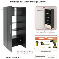 Promo ๐ Prepac HangUps 30" Large Wooden Garage Storage Cabinet In Black ๐ 23 Promo ๐ Prepac HangUps 30" Large Wooden Garage Storage Cabinet In Black ๐ -Guest Chairs Sales 2332601 19 L