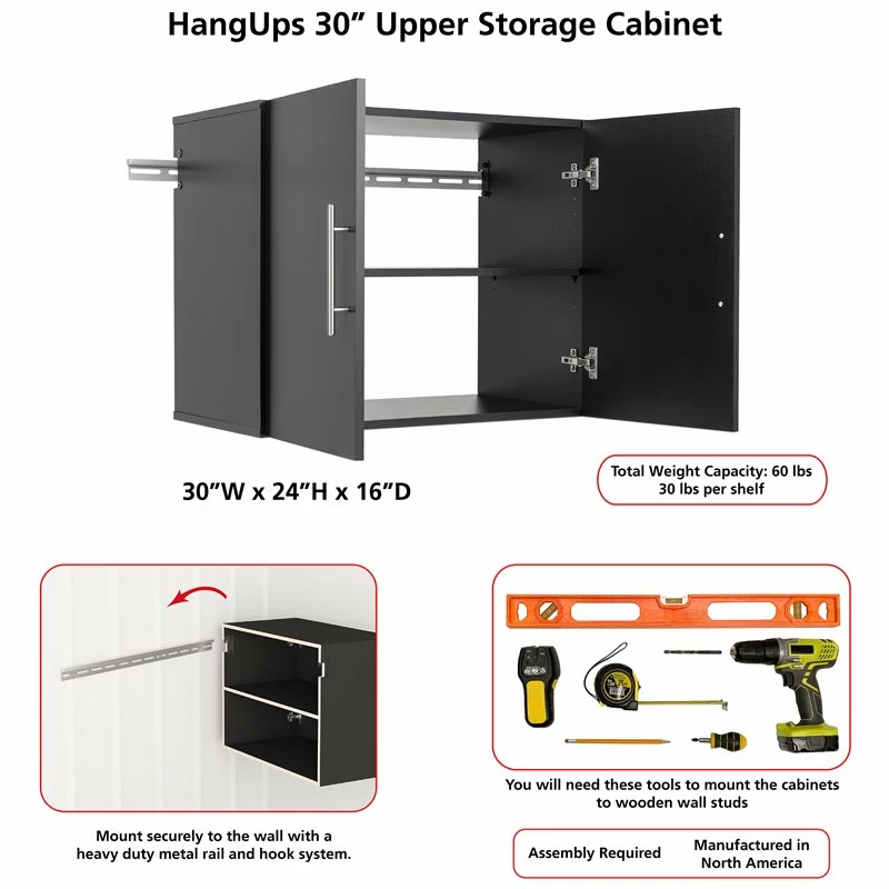 Discount ๐ Prepac HangUps 30" Upper Wooden Garage Storage Cabinet In Black ๐ฏ 11 Discount ๐ Prepac HangUps 30" Upper Wooden Garage Storage Cabinet In Black ๐ฏ - Image 11